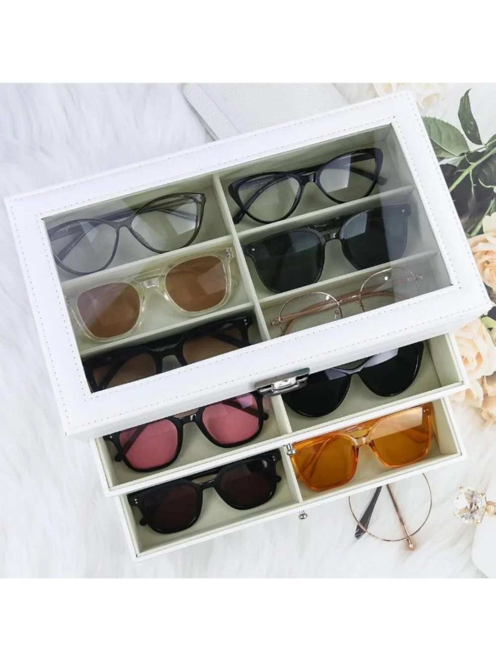 Sunglasses Organizer with 18/20 Slots - Stylish Eyeglasses Storage Case for Men